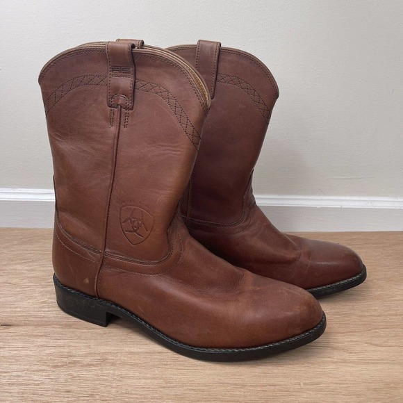 Mens Ariat Pull‎ On A2 Classic Two Toned Leather Boots Black Tan 12 Ariat | Shoes | Ariat Roughstock Black Brown Leather S Toe  main image 4